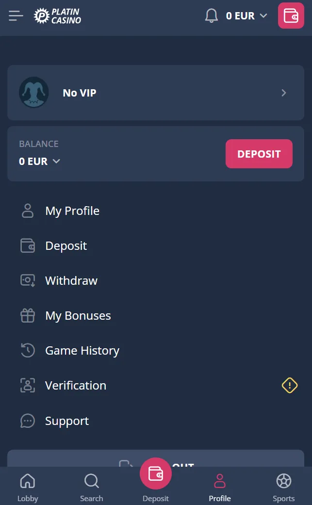Mobile account and support options