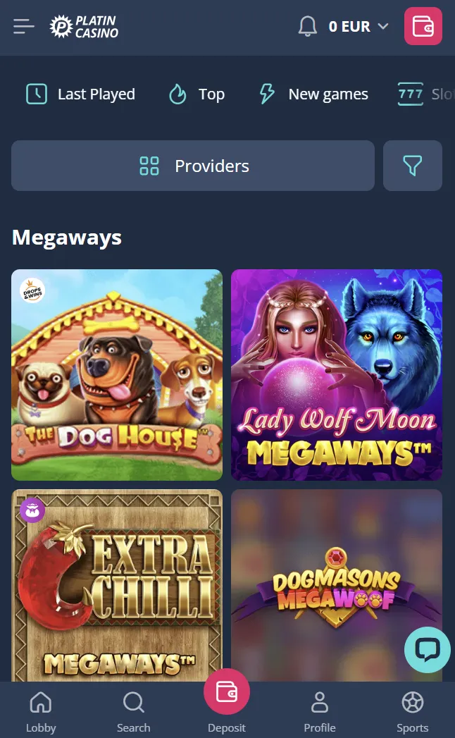 Platincasino on mobile devices