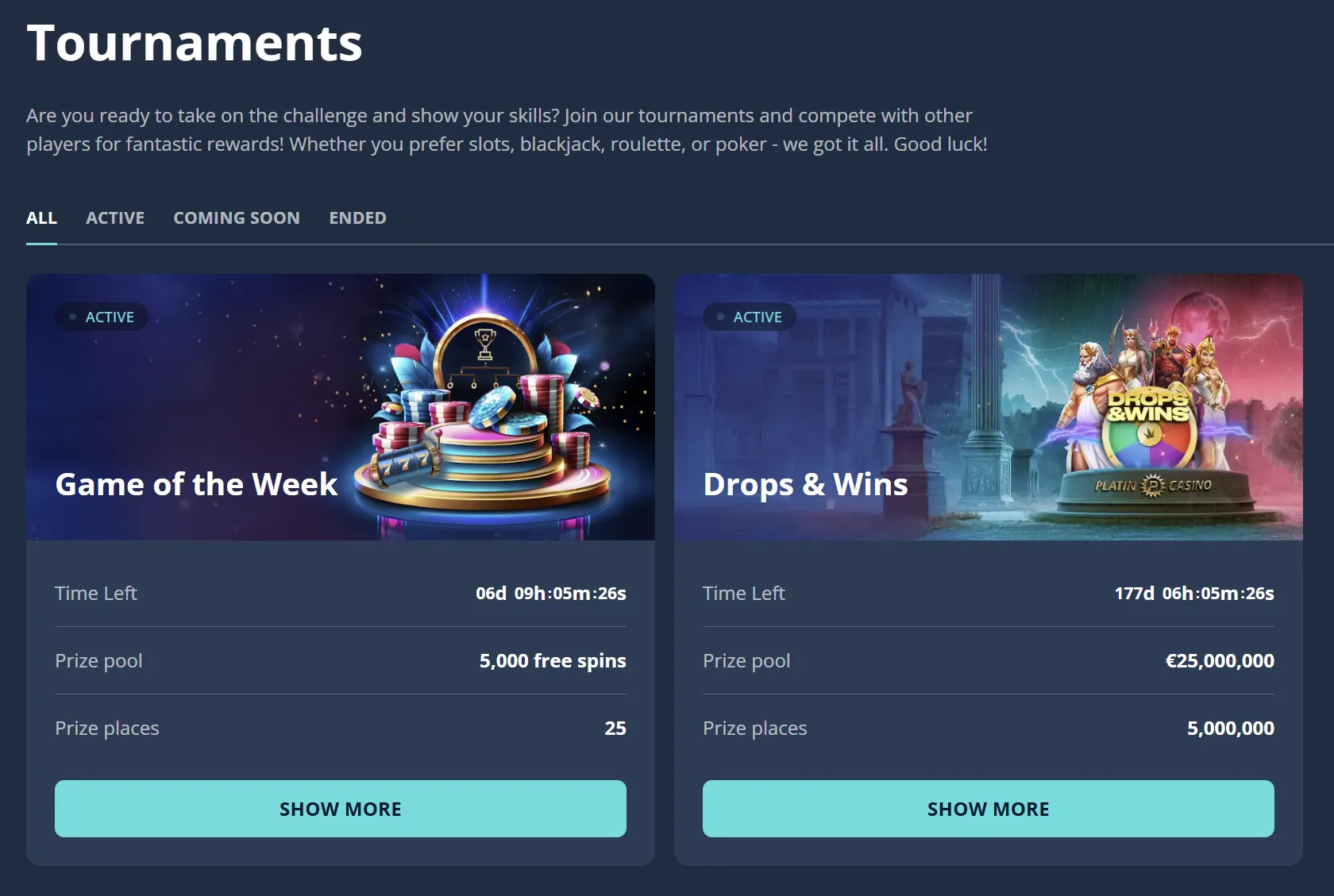 Tournament prize graphics