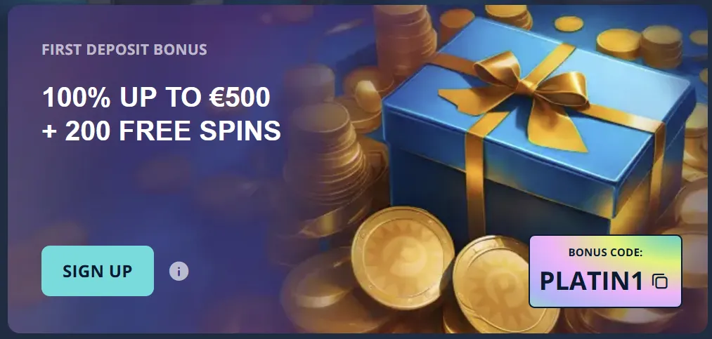 Platincasino welcome promotion artwork